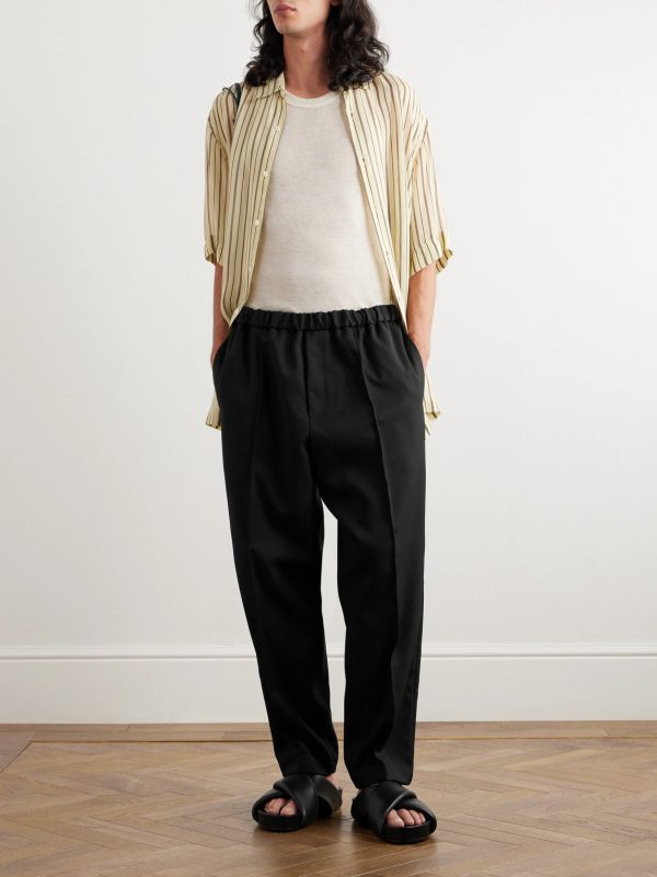 Tapered Cropped Gabardine Trousers - OU Tapered Cropped Gabardine Trousers - OU