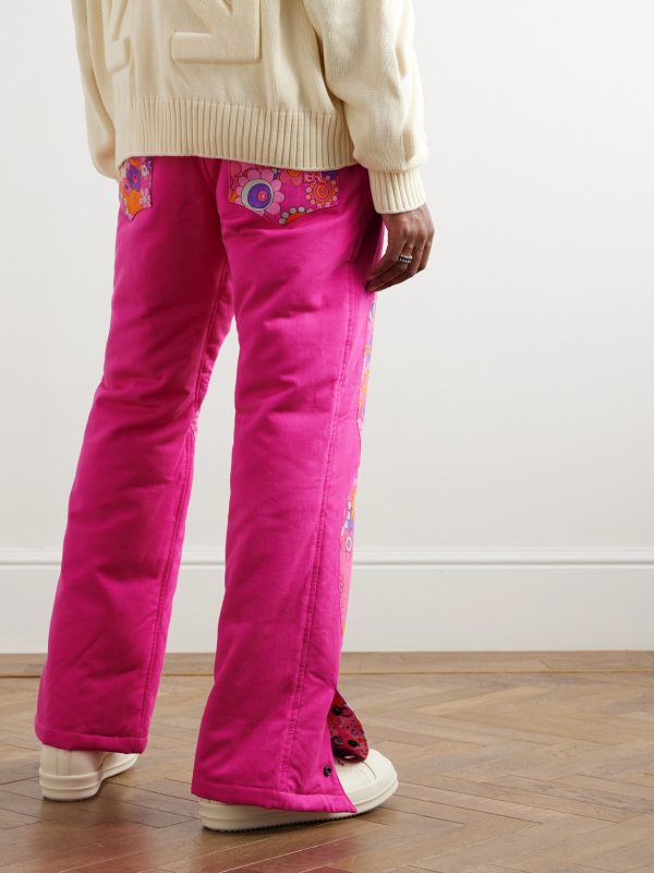 Straight-Leg Patchwork Cotton and TENCEL™ Lyocell-Blend Twill Down Trousers - BK