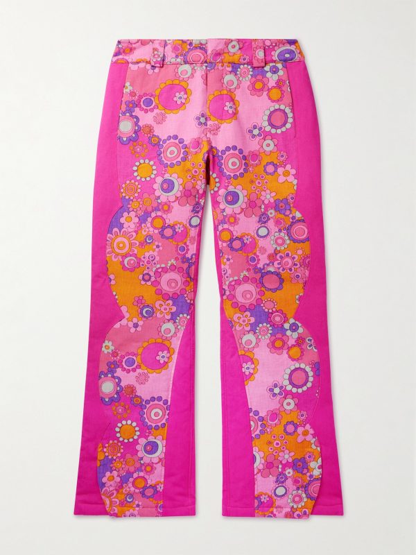 Straight-Leg Patchwork Cotton and TENCEL™ Lyocell-Blend Twill Down Trousers