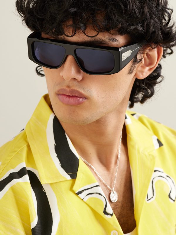 Cliff Square-Frame Acetate and Silver-Tone Sunglasses - OU Cliff Square-Frame Acetate and Silver-Tone Sunglasses - OU