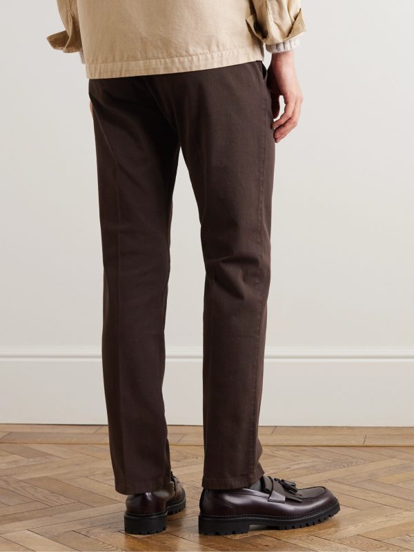 Straight-Leg Cotton-Blend Twill Trousers - BK