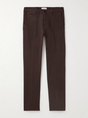 Straight-Leg Cotton-Blend Twill Trousers