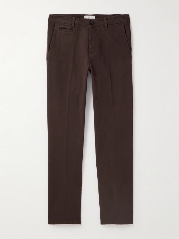 Straight-Leg Cotton-Blend Twill Trousers
