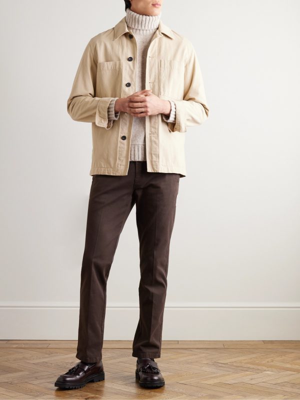 Straight-Leg Cotton-Blend Twill Trousers - OU