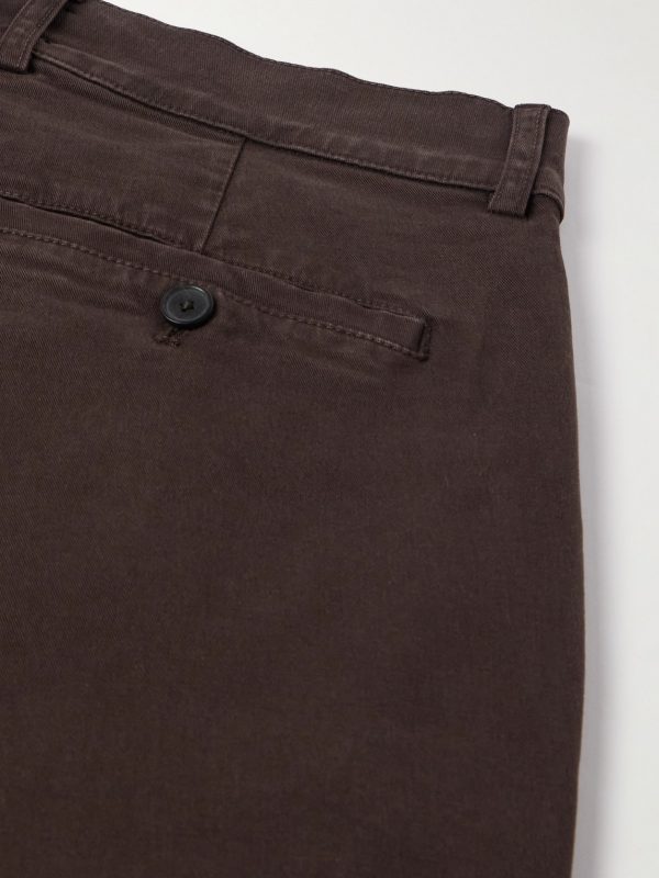 Tapered Pleated Garment-Dyed Cotton-Blend Twill Trousers - CU Tapered Pleated Garment-Dyed Cotton-Blend Twill Trousers - CU