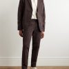Tapered Pleated Garment-Dyed Cotton-Blend Twill Trousers - OU Tapered Pleated Garment-Dyed Cotton-Blend Twill Trousers - OU