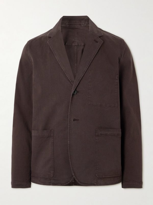 Garment-Dyed Cotton-Blend Twill Blazer Garment-Dyed Cotton-Blend Twill Blazer