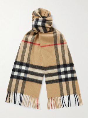Fringed Checked Cashmere Scarf Fringed Checked Cashmere Scarf