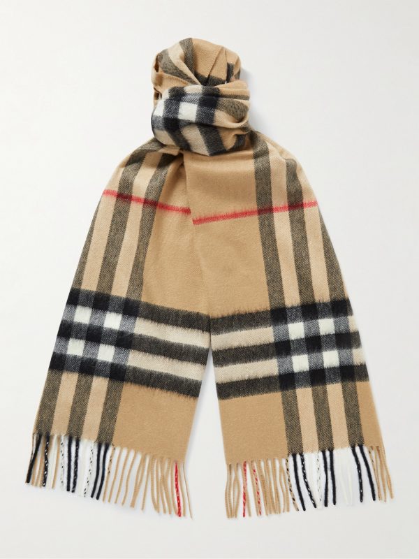 Fringed Checked Cashmere Scarf Fringed Checked Cashmere Scarf