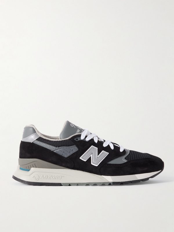 998 Core Rubber-Trimmed Leather, Mesh and Suede Sneakers