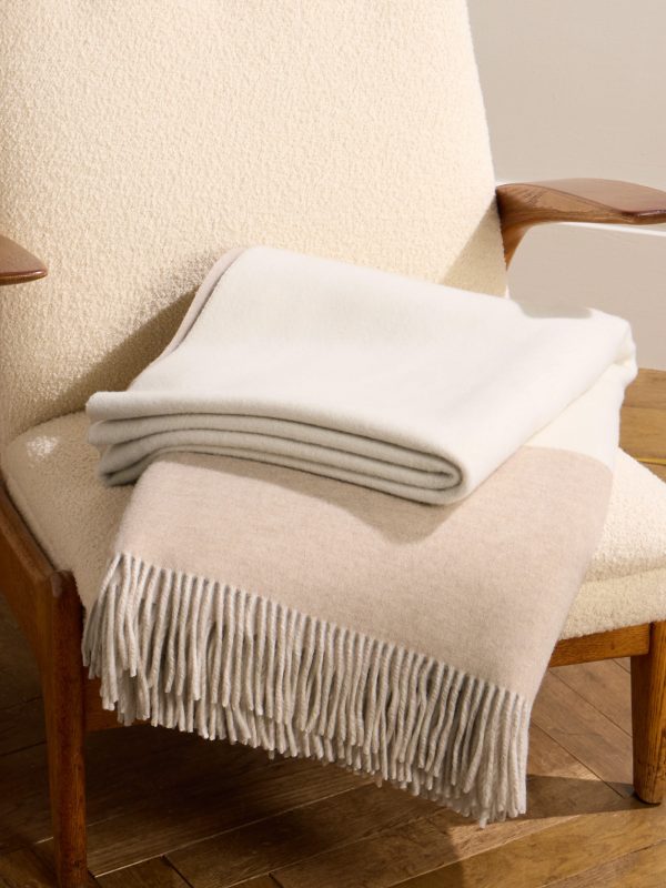 Fringed Colour-Block Cashmere Blanket - OU