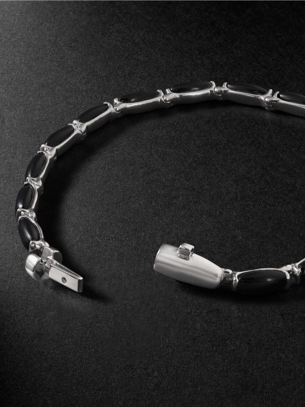 Oblong 18-Karat White Gold Onyx Bracelet - BK Oblong 18-Karat White Gold Onyx Bracelet - BK