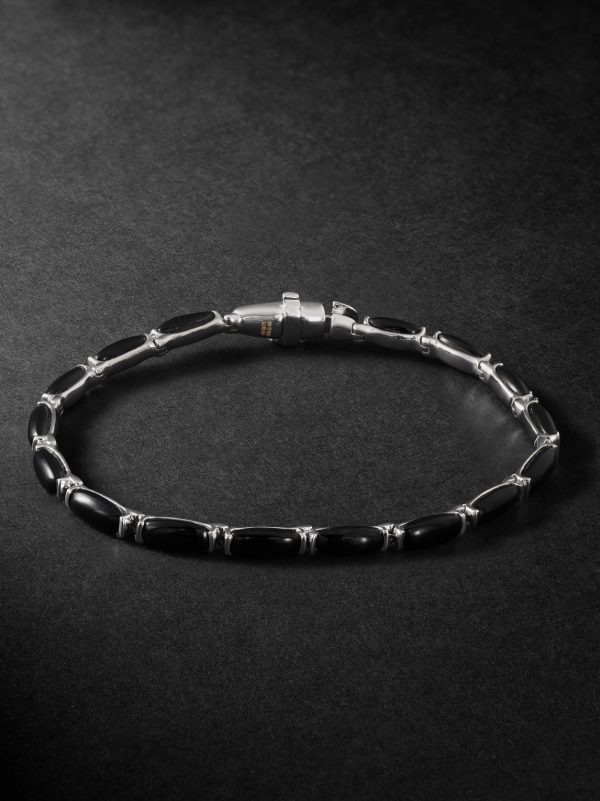 Oblong 18-Karat White Gold Onyx Bracelet Oblong 18-Karat White Gold Onyx Bracelet