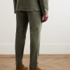 Tapered Pleated Garment-Dyed Cotton-Blend Twill Trousers - BK Tapered Pleated Garment-Dyed Cotton-Blend Twill Trousers - BK