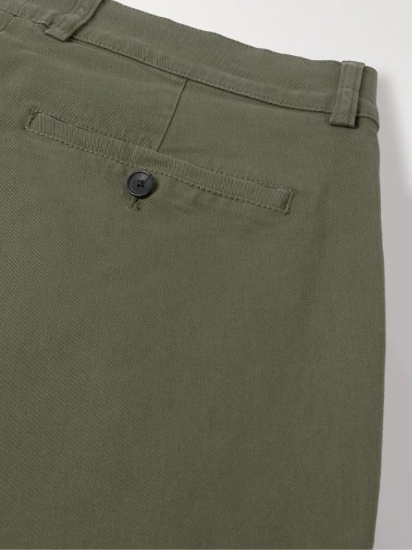 Tapered Pleated Garment-Dyed Cotton-Blend Twill Trousers - CU Tapered Pleated Garment-Dyed Cotton-Blend Twill Trousers - CU