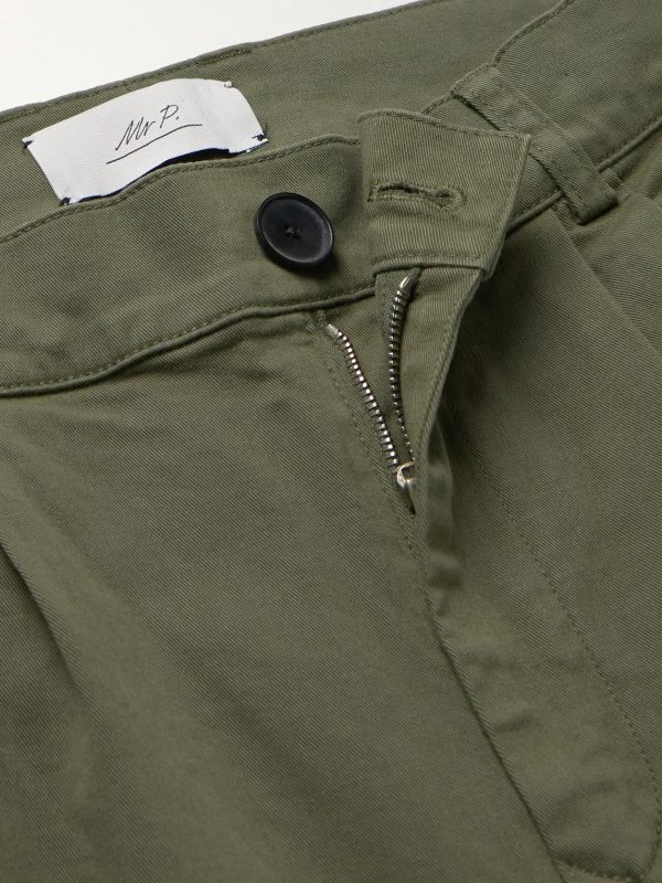 Tapered Pleated Garment-Dyed Cotton-Blend Twill Trousers - E1 Tapered Pleated Garment-Dyed Cotton-Blend Twill Trousers - E1