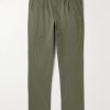 Tapered Pleated Garment-Dyed Cotton-Blend Twill Trousers Tapered Pleated Garment-Dyed Cotton-Blend Twill Trousers