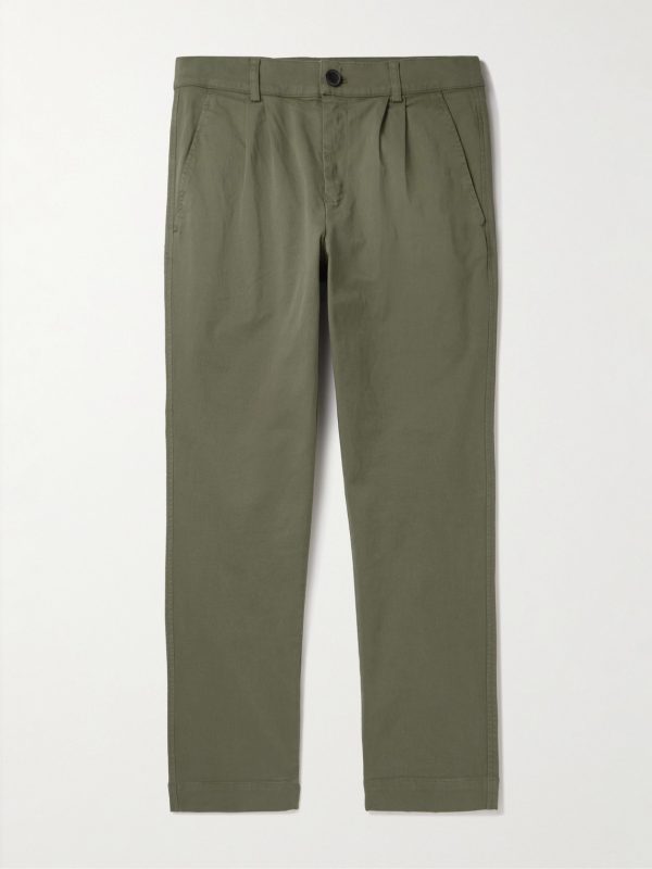 Tapered Pleated Garment-Dyed Cotton-Blend Twill Trousers Tapered Pleated Garment-Dyed Cotton-Blend Twill Trousers