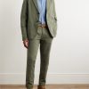 Tapered Pleated Garment-Dyed Cotton-Blend Twill Trousers - OU Tapered Pleated Garment-Dyed Cotton-Blend Twill Trousers - OU