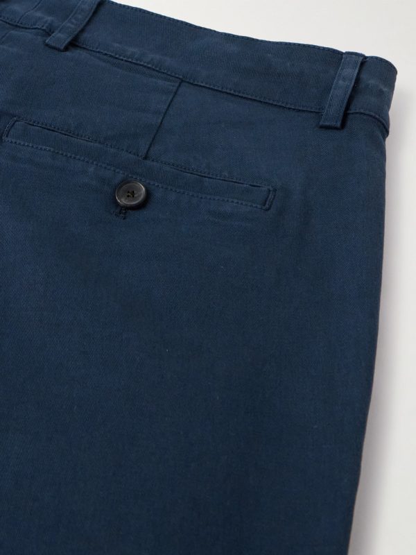 Tapered Pleated Garment-Dyed Cotton-Blend Twill Trousers - CU