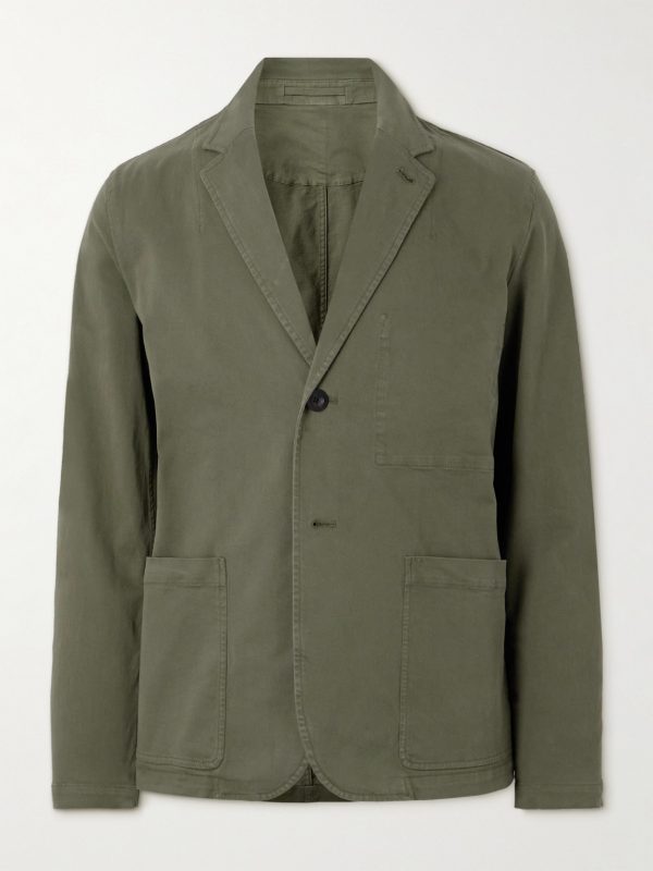 Garment-Dyed Cotton-Blend Twill Blazer