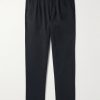 Tapered Pleated Garment-Dyed Cotton-Blend Twill Trousers Tapered Pleated Garment-Dyed Cotton-Blend Twill Trousers