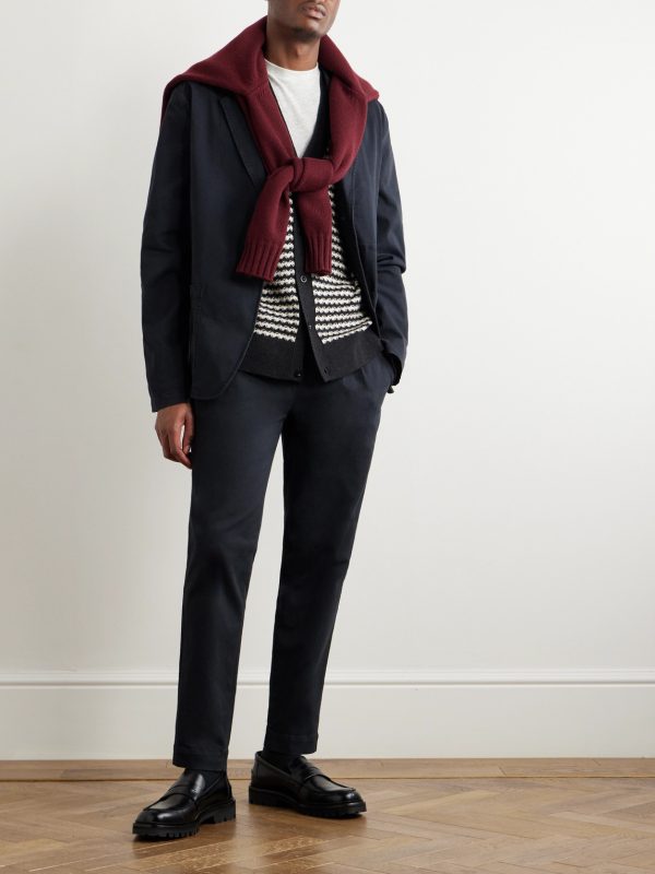 Tapered Pleated Garment-Dyed Cotton-Blend Twill Trousers - OU Tapered Pleated Garment-Dyed Cotton-Blend Twill Trousers - OU