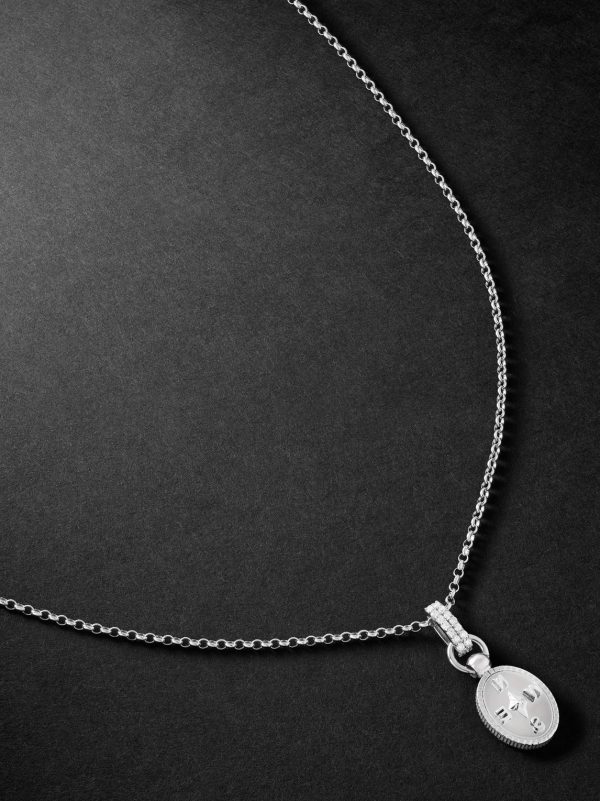 Internal Compass 18-Karat White Gold Diamond Pendant Necklace