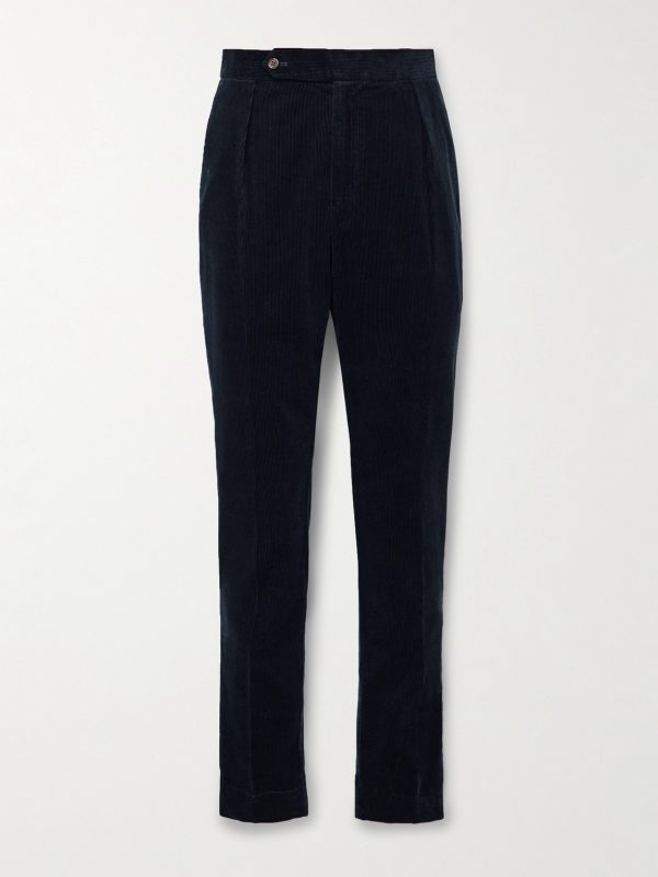 Brad Slim-Fit Pleated Cotton-Corduroy Suit Trousers Brad Slim-Fit Pleated Cotton-Corduroy Suit Trousers