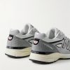 990v4 Leather-Trimmed Suede and Mesh Sneakers - BK 990v4 Leather-Trimmed Suede and Mesh Sneakers - BK