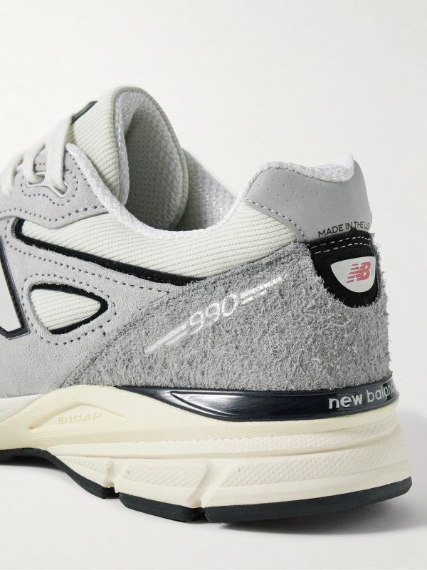 990v4 Leather-Trimmed Suede and Mesh Sneakers - CU 990v4 Leather-Trimmed Suede and Mesh Sneakers - CU