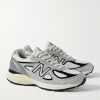 990v4 Leather-Trimmed Suede and Mesh Sneakers - FR 990v4 Leather-Trimmed Suede and Mesh Sneakers - FR
