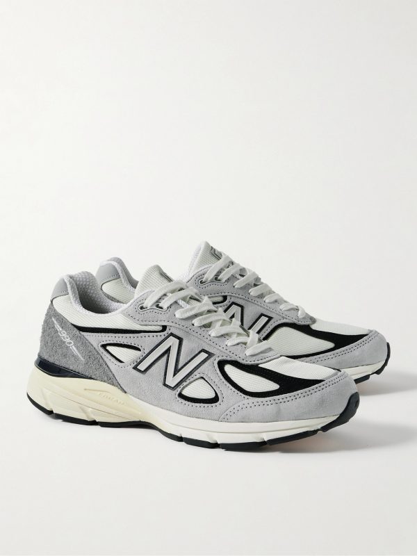 990v4 Leather-Trimmed Suede and Mesh Sneakers - FR 990v4 Leather-Trimmed Suede and Mesh Sneakers - FR