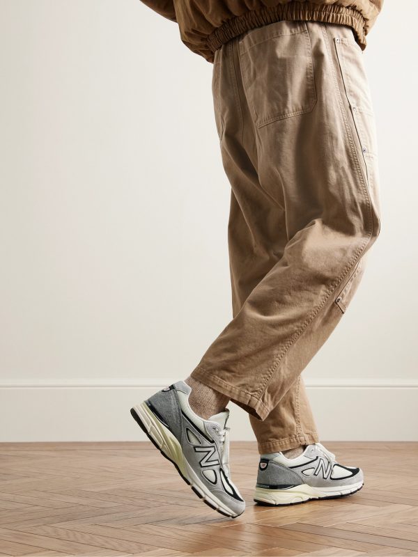 990v4 Leather-Trimmed Suede and Mesh Sneakers - OU 990v4 Leather-Trimmed Suede and Mesh Sneakers - OU