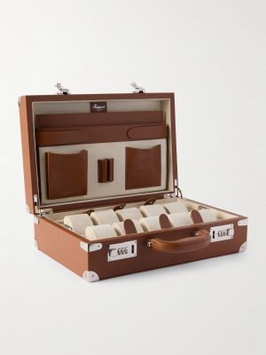 Valigetta Ribbed Leather 10-Piece Travel Watch Case