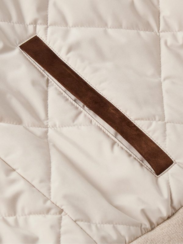 Arosa Reversible Suede-Trimmed Cashfur and Quilted Wind Shell Bomber Jacket - E1 Arosa Reversible Suede-Trimmed Cashfur and Quilted Wind Shell Bomber Jacket - E1