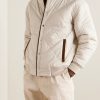 Arosa Reversible Suede-Trimmed Cashfur and Quilted Wind Shell Bomber Jacket - E2 Arosa Reversible Suede-Trimmed Cashfur and Quilted Wind Shell Bomber Jacket - E2