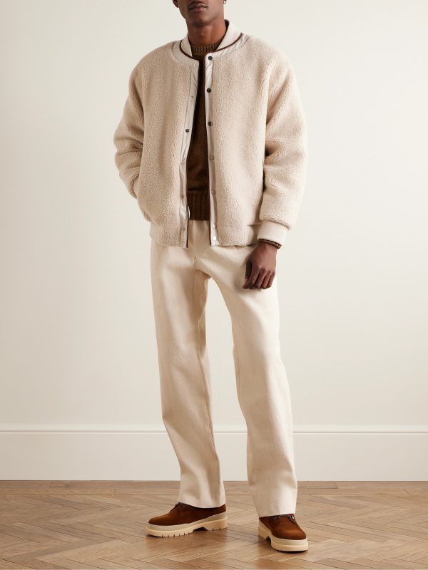 Arosa Reversible Suede-Trimmed Cashfur and Quilted Wind Shell Bomber Jacket - OU Arosa Reversible Suede-Trimmed Cashfur and Quilted Wind Shell Bomber Jacket - OU