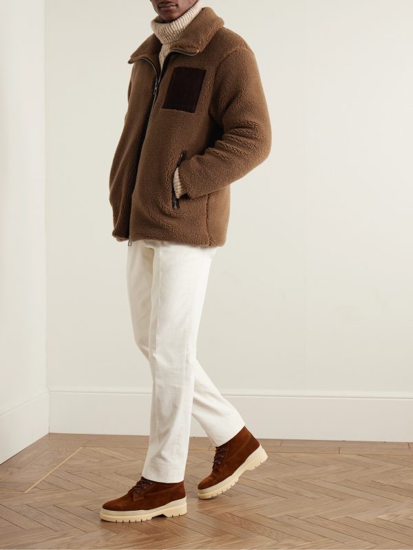 Tavan Suede-Trimmed Cashmere and Silk-Blend Fleece Jacket - OU Tavan Suede-Trimmed Cashmere and Silk-Blend Fleece Jacket - OU