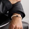 Skull Rhodium-Plated, Diamond and Pearl Beaded Bracelet - FR Skull Rhodium-Plated, Diamond and Pearl Beaded Bracelet - FR