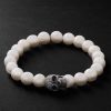 Skull Rhodium-Plated, Diamond and Pearl Beaded Bracelet Skull Rhodium-Plated, Diamond and Pearl Beaded Bracelet