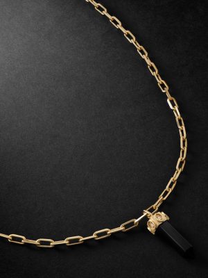 Gold, Onyx and Diamond Chain Necklace Gold, Onyx and Diamond Chain Necklace