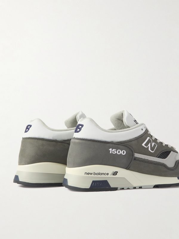 1500 Leather-Trimmed Suede and Mesh Sneakers - BK 1500 Leather-Trimmed Suede and Mesh Sneakers - BK