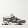1500 Leather-Trimmed Suede and Mesh Sneakers 1500 Leather-Trimmed Suede and Mesh Sneakers