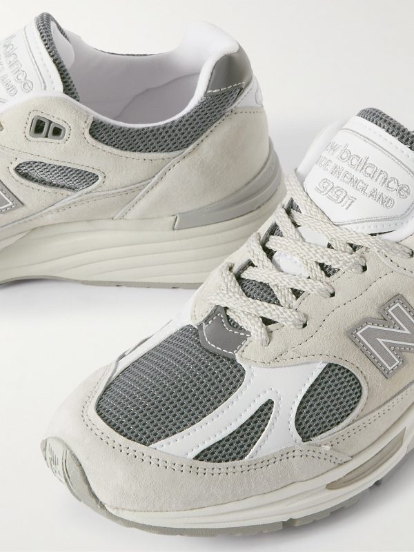 991v2 Logo-Embroidered Mesh-Trimmed Suede Sneakers - CU 991v2 Logo-Embroidered Mesh-Trimmed Suede Sneakers - CU
