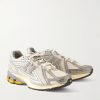 1906R Rubber-Trimmed Mesh and Metallic Faux Leather Sneakers - FR 1906R Rubber-Trimmed Mesh and Metallic Faux Leather Sneakers - FR