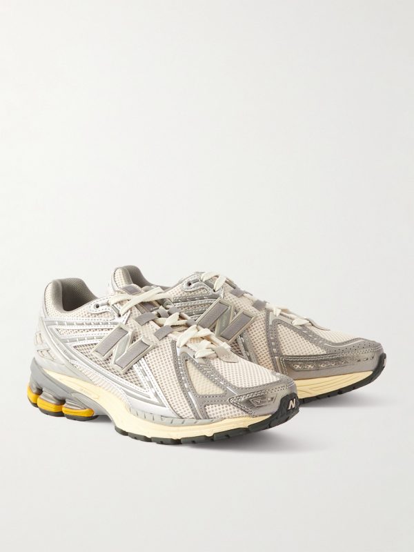 1906R Rubber-Trimmed Mesh and Metallic Faux Leather Sneakers - FR 1906R Rubber-Trimmed Mesh and Metallic Faux Leather Sneakers - FR