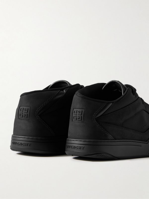 Logo-Debossed Suede and Leather-Trimmed Canvas Sneakers - BK