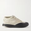 Distressed Rubber-Trimmed Leather and Mesh Sneakers Distressed Rubber-Trimmed Leather and Mesh Sneakers