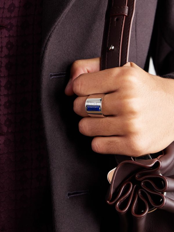 18-Karat White Gold, Lapis Lazuli and Diamond Ring - FR 18-Karat White Gold, Lapis Lazuli and Diamond Ring - FR
